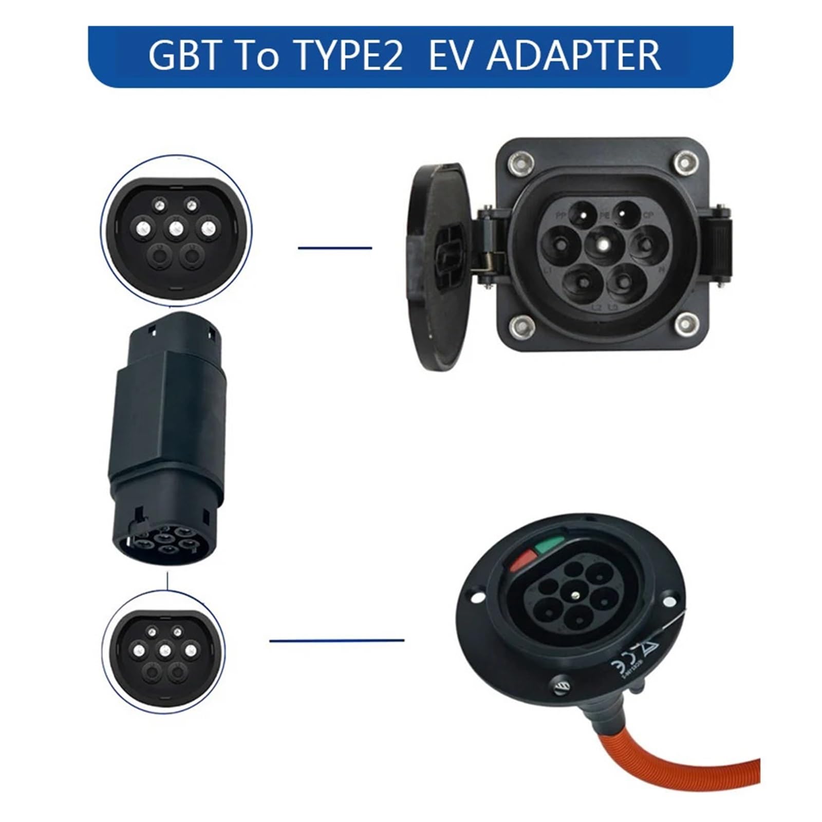 Amazon.co.jp: ev充電ケーブル 63A 35KW GBT タイプ 2 EV アダプタ